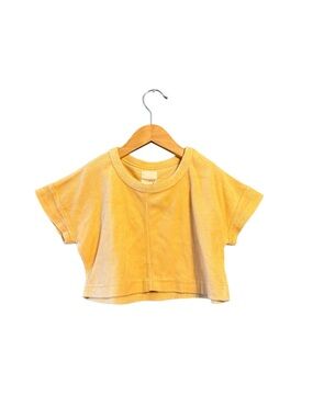 Kids Mustard Short Sleeve Tee - Crop Crew Neck